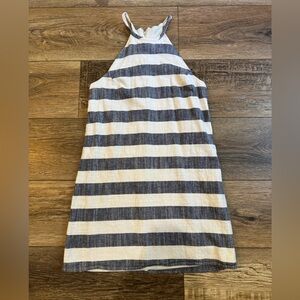 Women’s Blue and White Striped Halter Dress